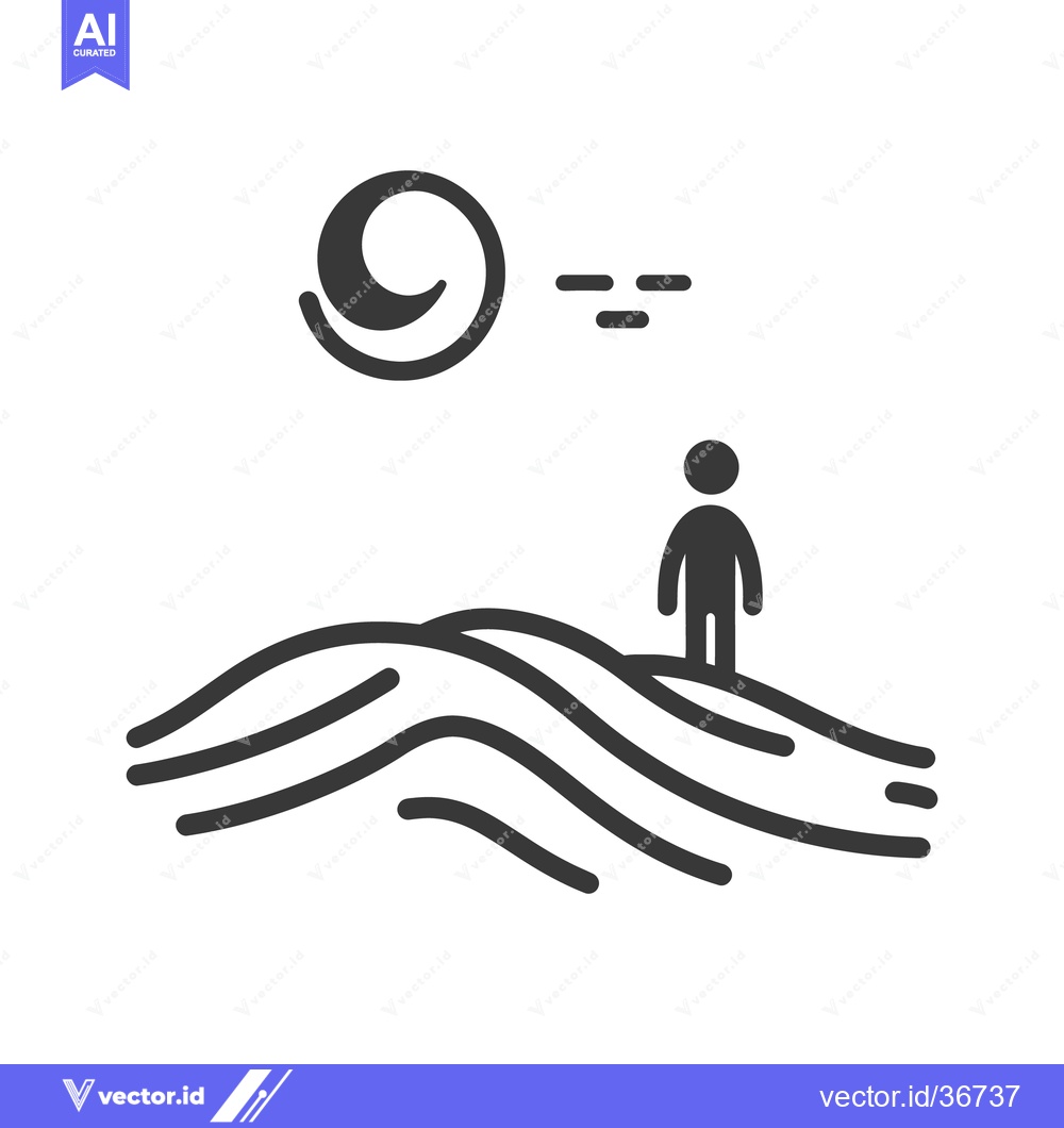 Premium Vector dari Silhouette of person standing on a hill with sun and water