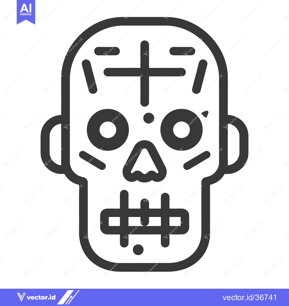 Premium Vector of A simple line drawing of a stylized zombie head illustration