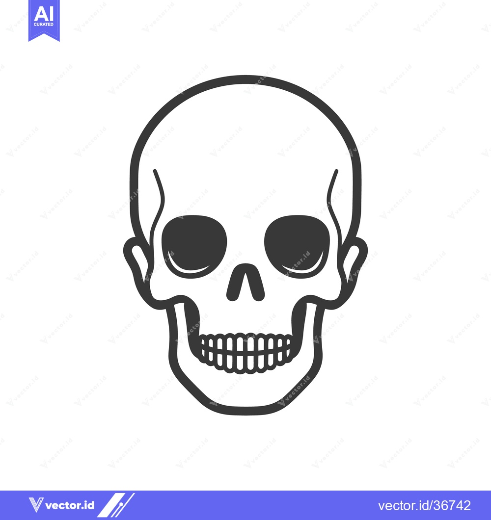Premium Vector dari A simple stylized black and white illustration of a human skull