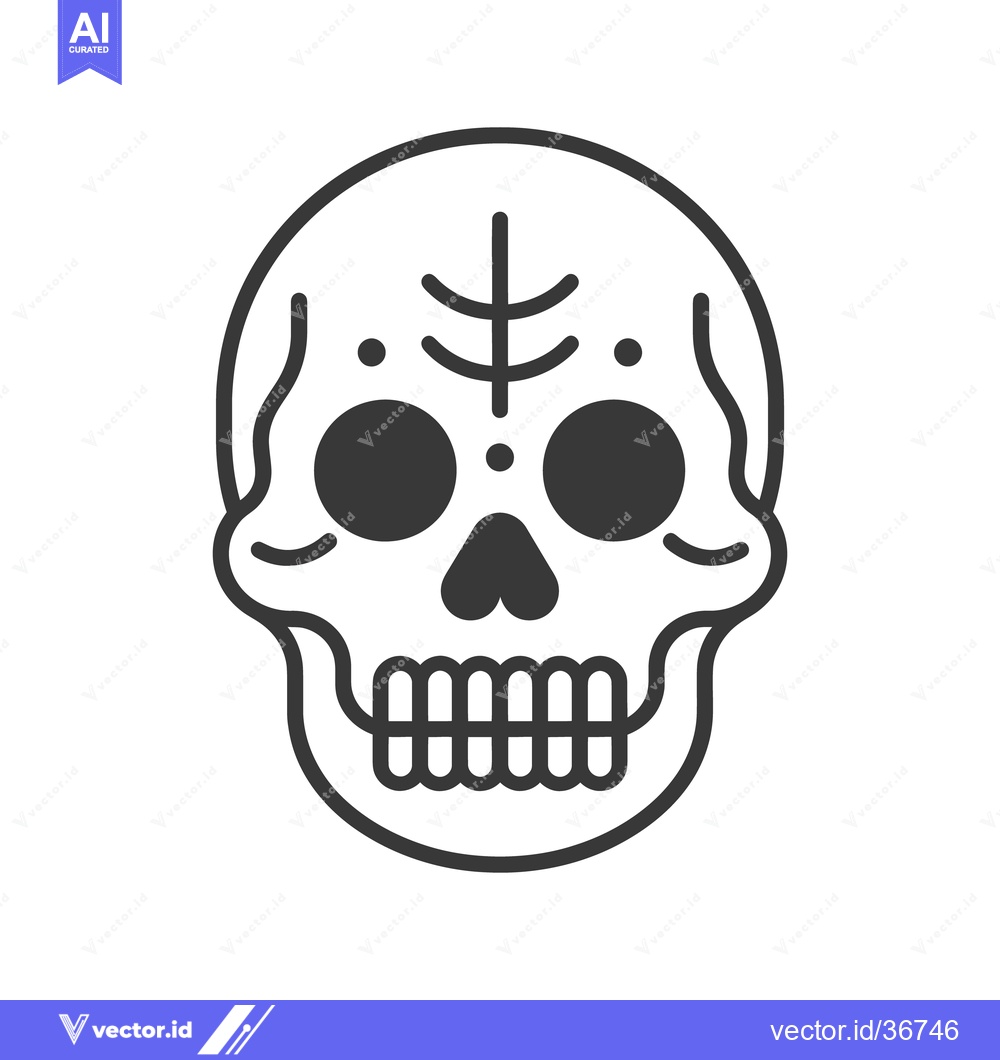 Premium Vector dari A simple black line drawing of a stylized sugar skull