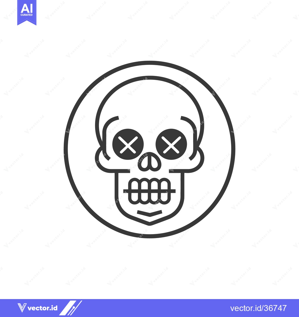 Premium Vector dari A simple skull emblem depicted inside a circular border
