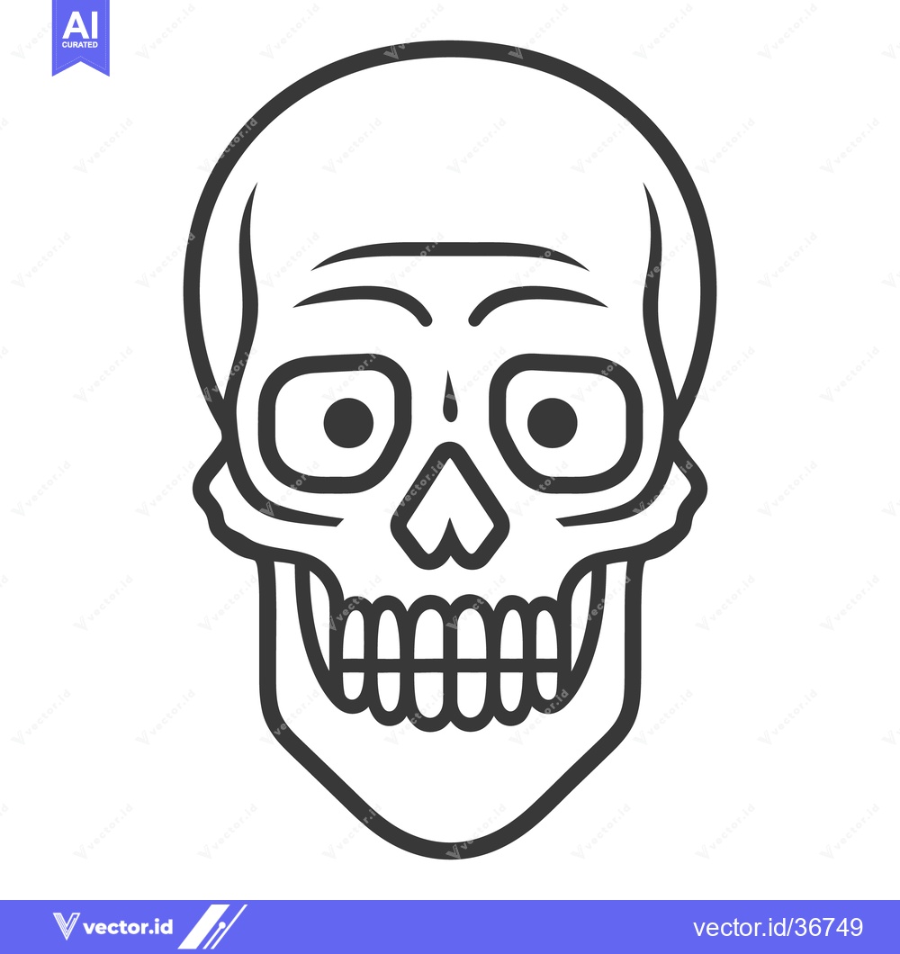 Premium Vector dari A simple black and white illustration of a human skull
