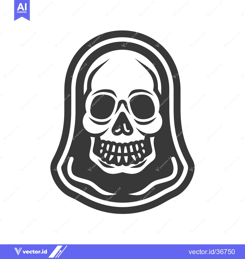 Premium Vector of A Black And White Illustration Of A Skull In A Hood
