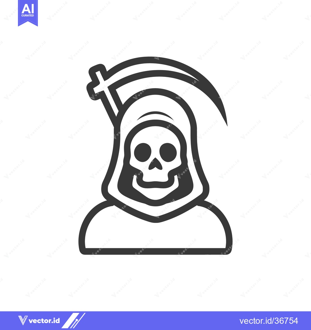 Premium Vector of A Grim Reaper Depicted Wearing A Hood And Holding A Scythe