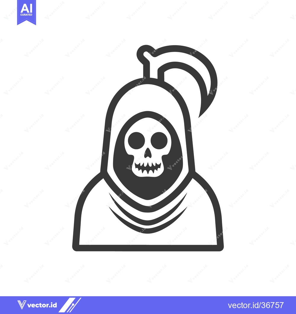 Premium Vector dari A Grim Reaper Character Wearing a Hood and Holding a Scythe