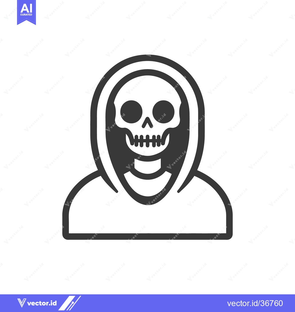 Premium Vector of A stylized illustration of a skull wearing a hooded cloak