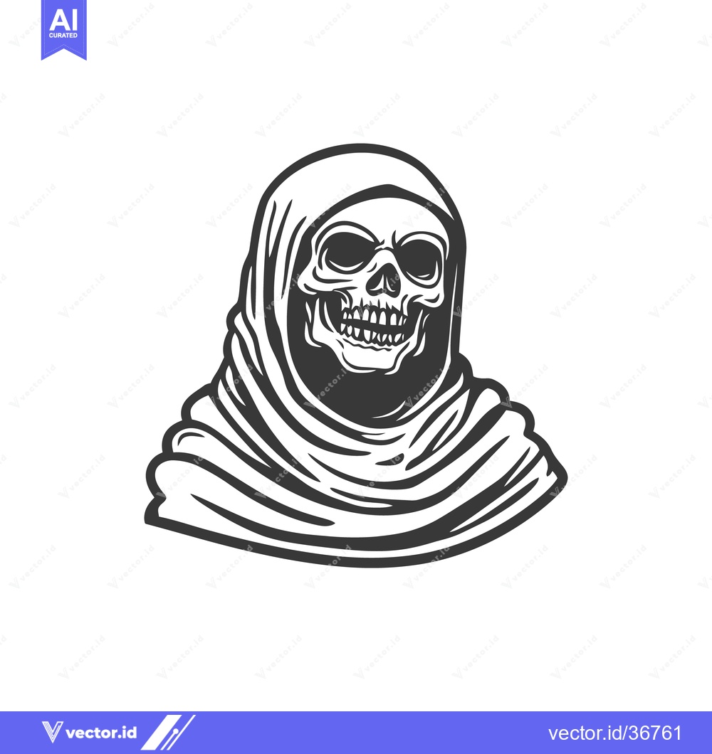 Premium Vector dari A Grim Skull Figure Wearing a Hooded Cloak Illustration