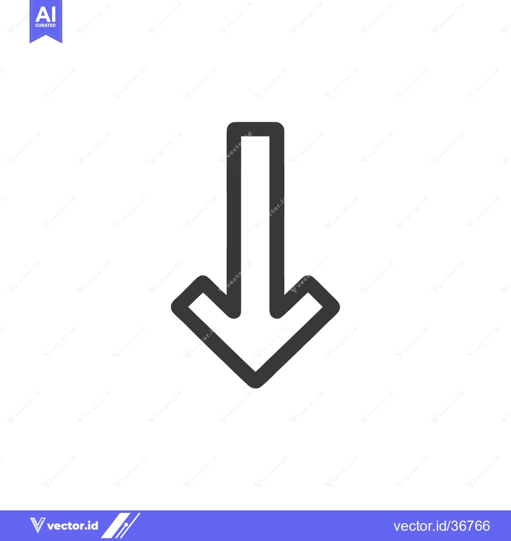 Premium Vector dari Simple Down Arrow Icon, Minimalist Design on White Background, Directi