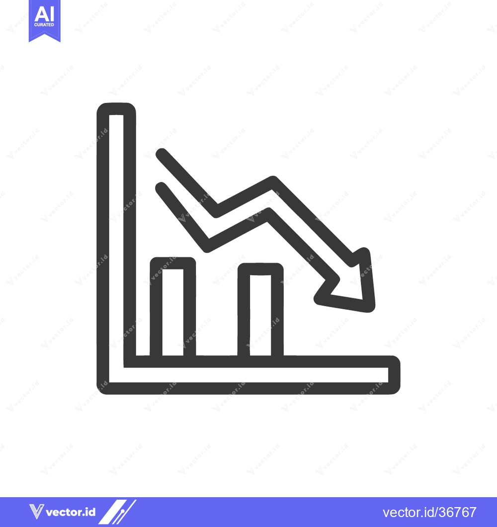 Premium Vector dari Declining Bar Graph Icon with Downward Arrow, Business Downturn Symbol