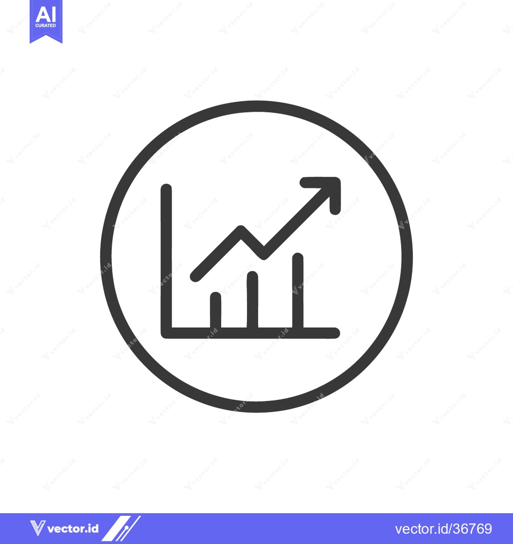 Premium Vector dari Ascending Graph Icon: Upward Trend in Circular Frame, Business Growth