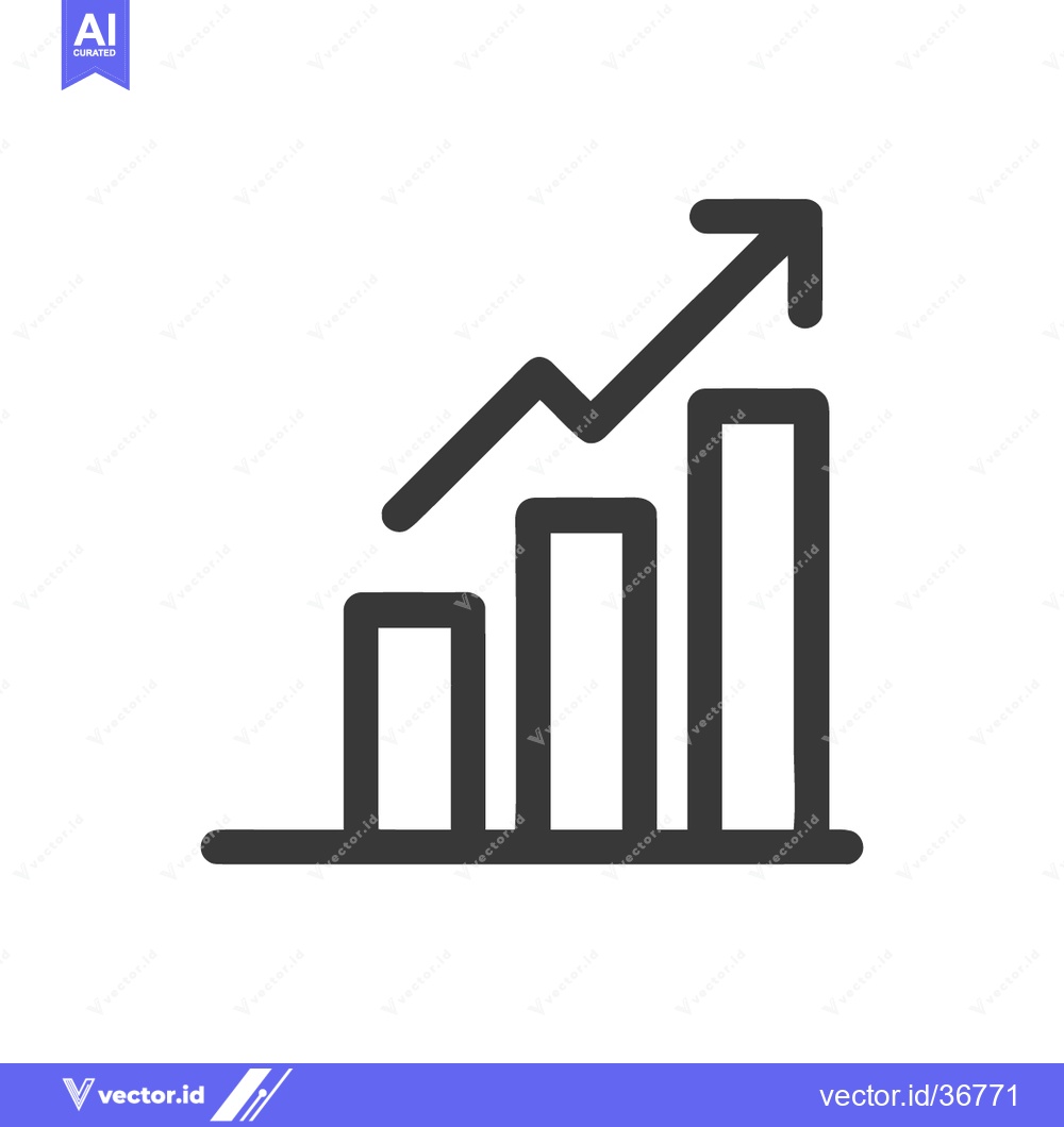 Premium Vector of Ascending Bar Graph Icon: Growth, Progress, and Positive Trend Illustr