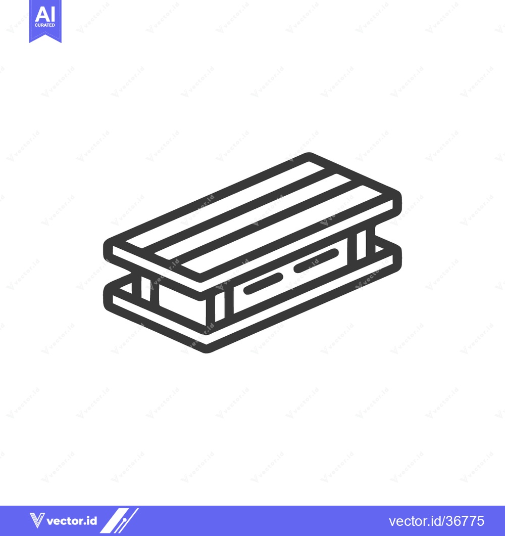 Premium Vector dari Minimalist Line Art: Isometric Wooden Sled Icon on White Background