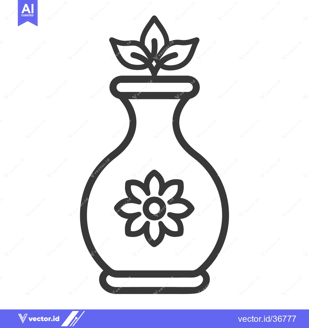 Premium Vector dari A decorative vase with leaves and a floral design element