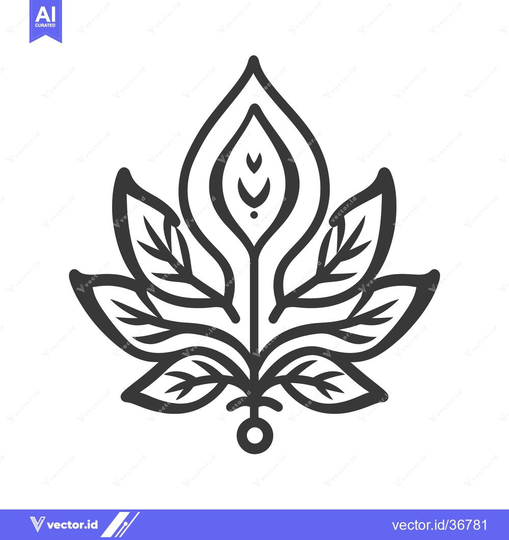 Premium Vector dari Detailed black and white illustration of a stylized leaf design