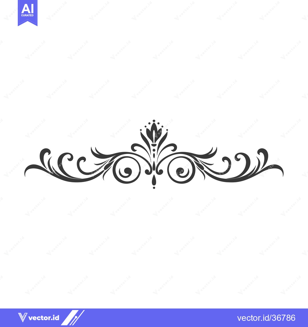 Premium Vector dari Decorative Floral Design with Swirls and a Central Bud