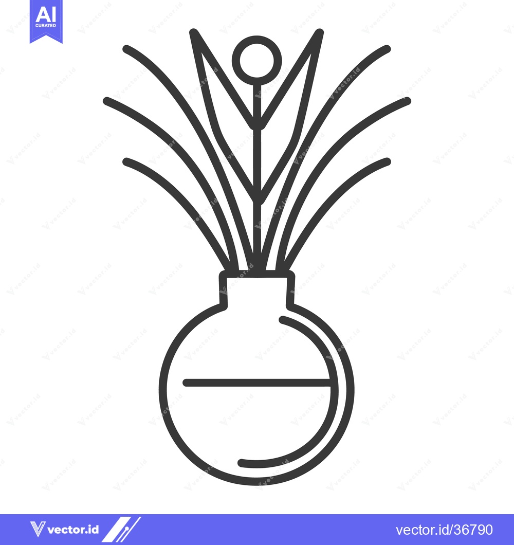 Premium Vector dari Simple vector illustration of a plant inside a round vase