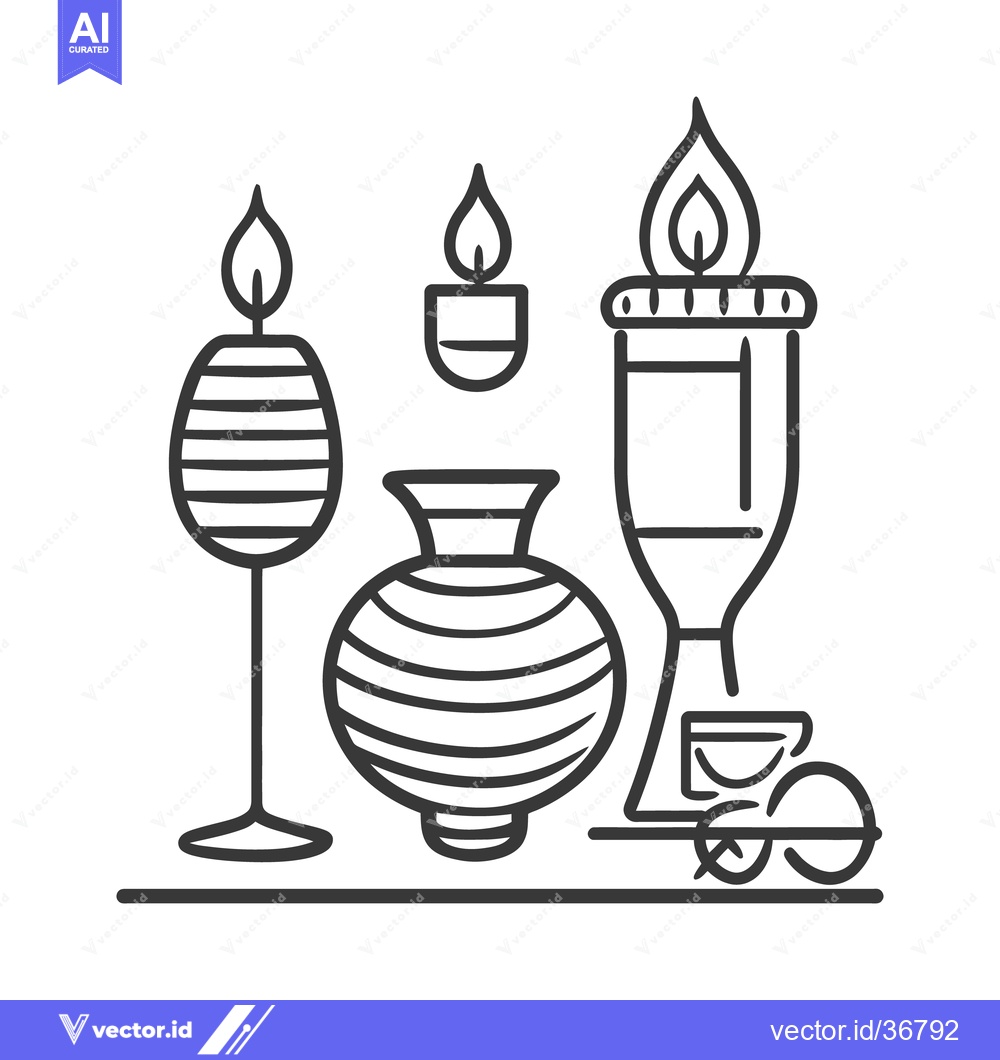 Premium Vector dari An artistic arrangement of candles and pottery on a surface