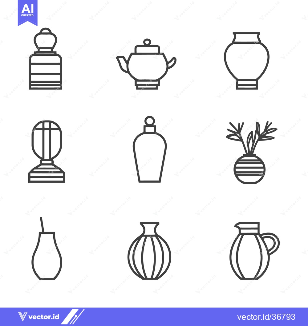 Premium Vector dari Nine minimalist vessel illustrations showcasing varying shapes and fun