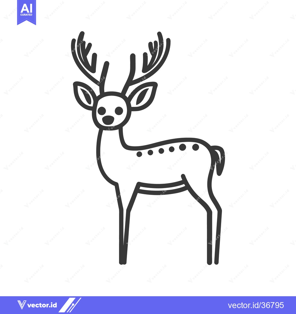 Premium Vector dari A simple black and white illustration of a deer standing