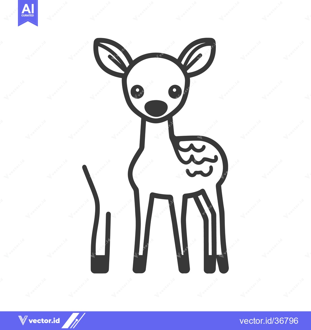 Premium Vector of A simple line drawing illustration of a young deer standing