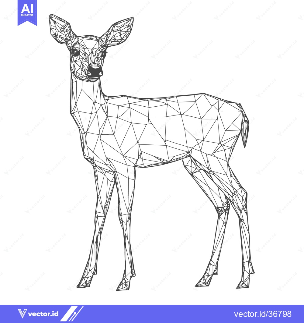 Premium Vector dari A standing deer created with geometric shapes on white background