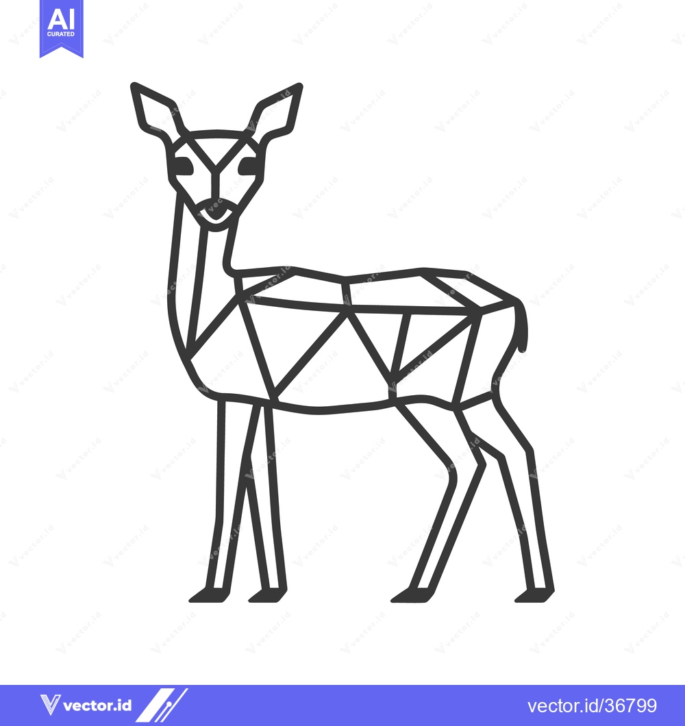 Premium Vector dari Geometric line art illustration of a standing deer animal