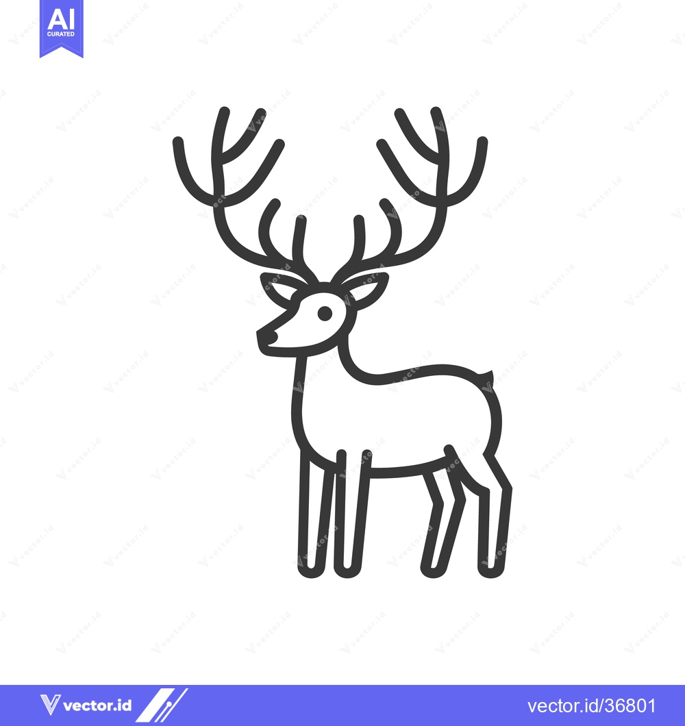 Premium Vector dari A stylized monochrome illustration of a deer animal standing proudly