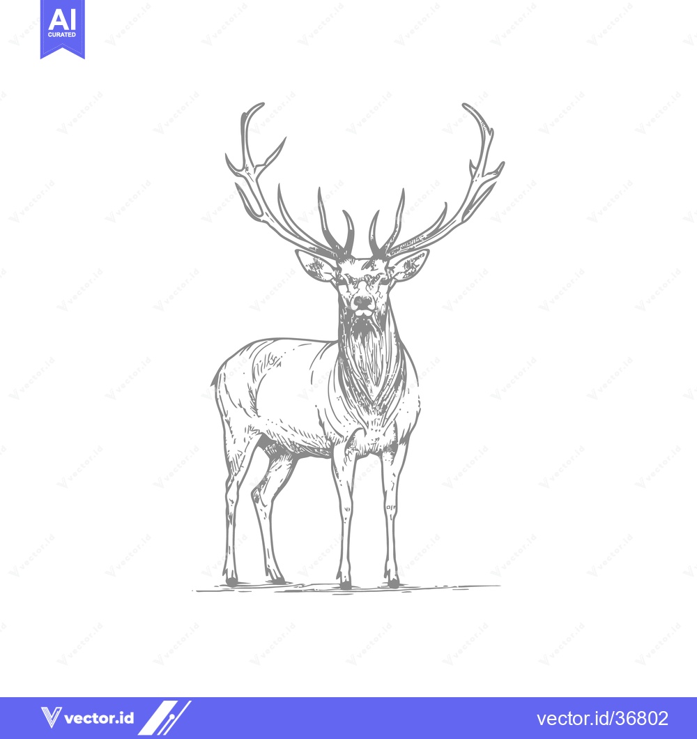Premium Vector dari A majestic male deer stands tall with impressive large antlers