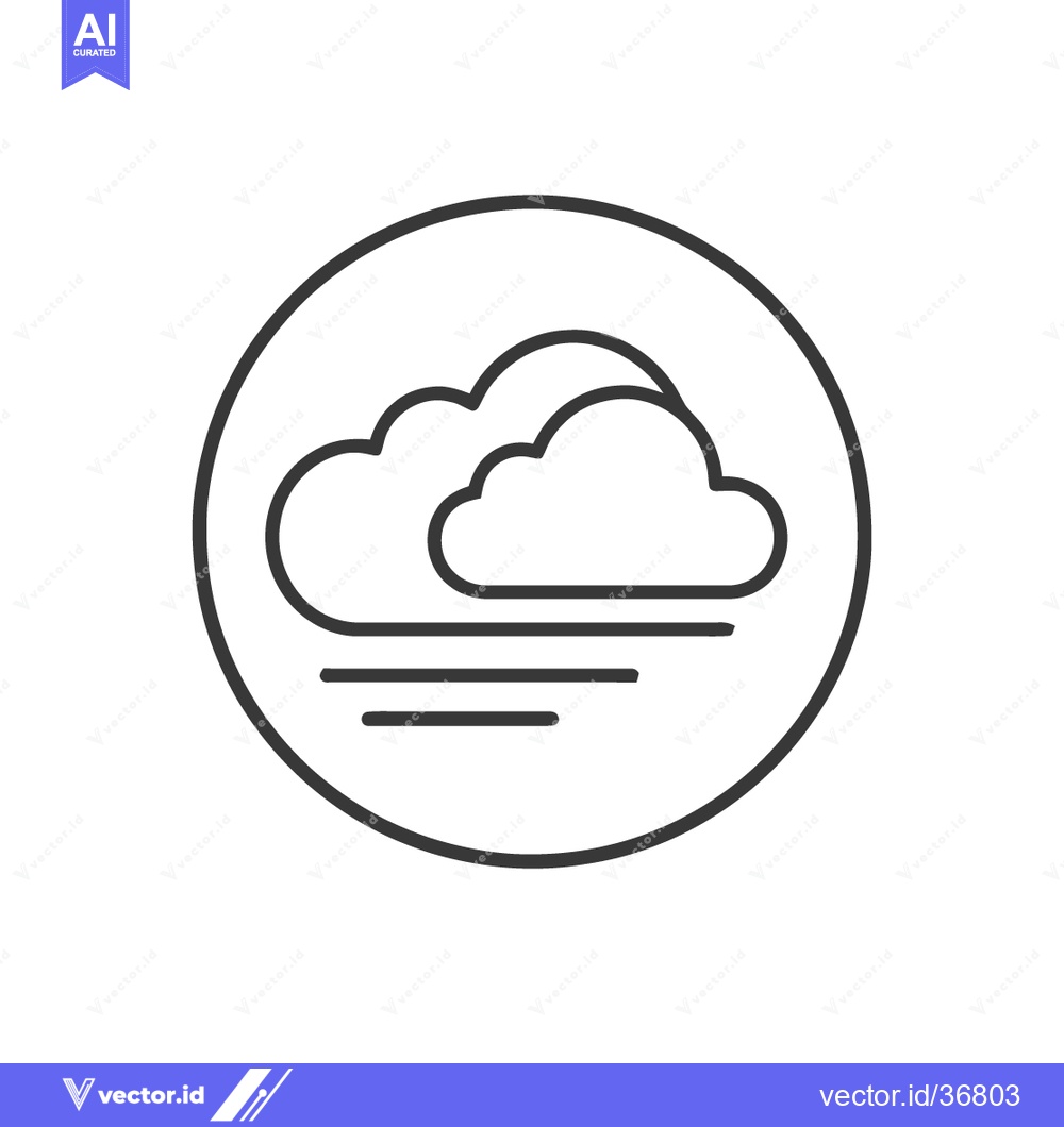 Premium Vector of Minimalist Cloud and Fog Icon in Circle, Weather Symbol