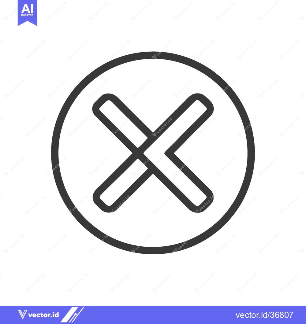 Premium Vector dari Simple Black Line Art: Cross Mark in Circle