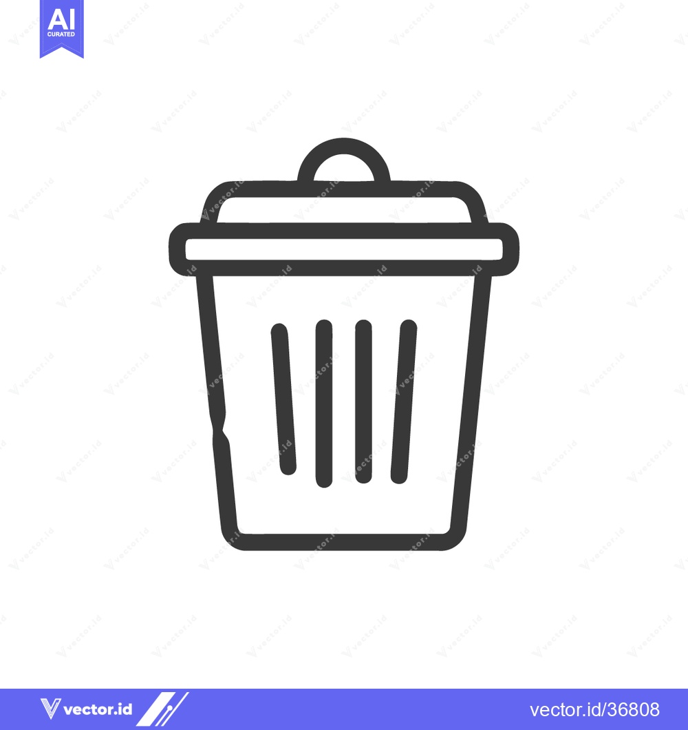 Premium Vector of Minimalist Trash Can Icon: Clean Line Art on White Background