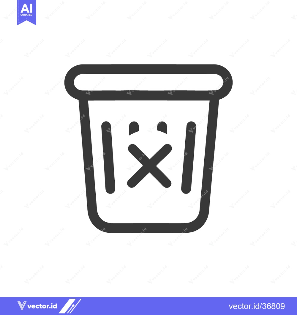 Premium Vector of Minimalist Delete Icon: Bold Outline of Trash Can Symbol on White Back