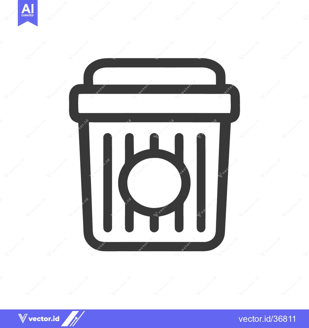 Premium Vector dari Minimalist Trash Can Icon with Circular Detail, Clean Design