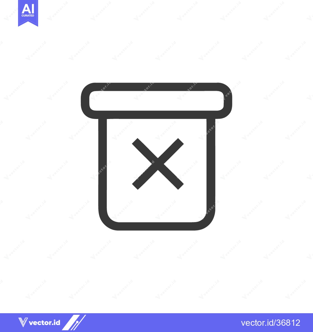 Premium Vector dari Delete Icon: Simple Outline of Trash Can with Cross Mark