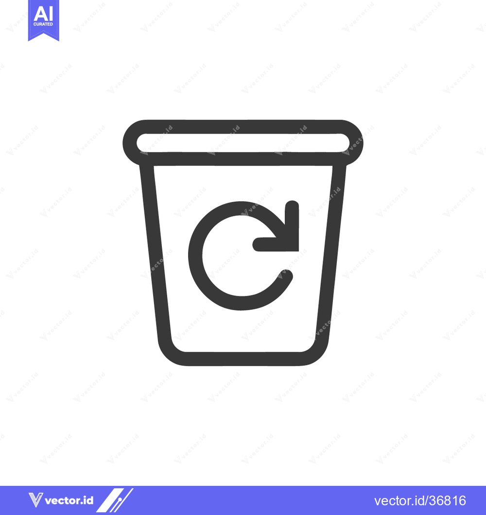 Premium Vector dari Recycle Bin Icon with Circular Arrow, Simple Line Art Symbol