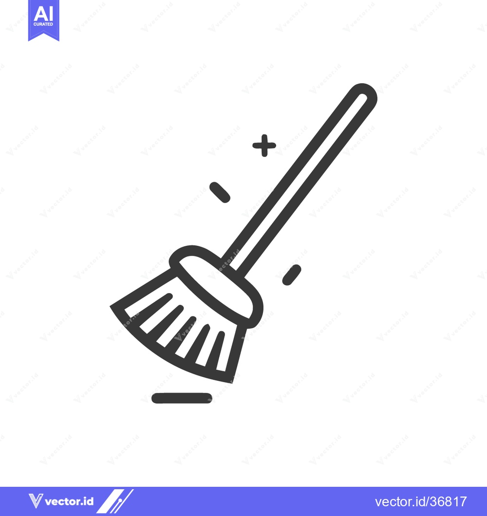 Premium Vector dari Minimalist Broom Icon: Cleaning Symbol with Sparkle Effects