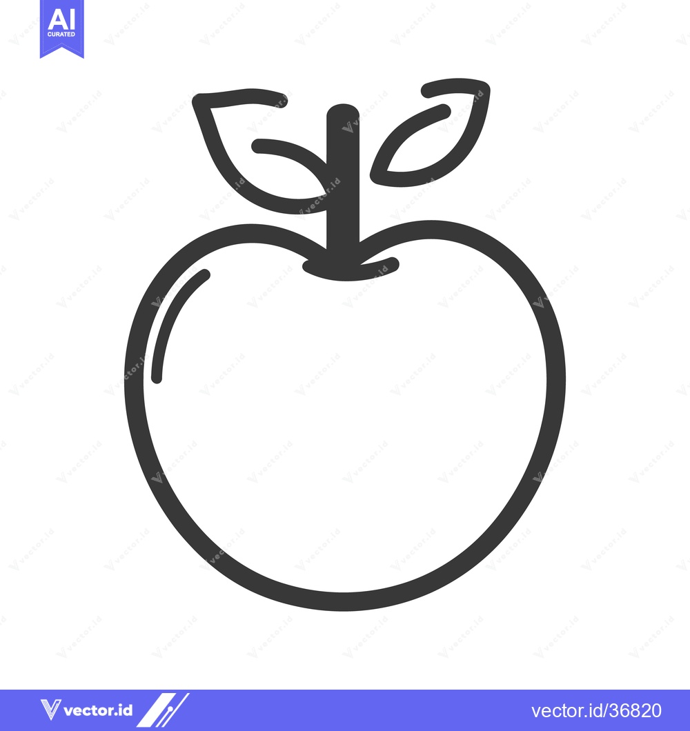 Premium Vector of A simple illustration of a crisp apple with leaves on top