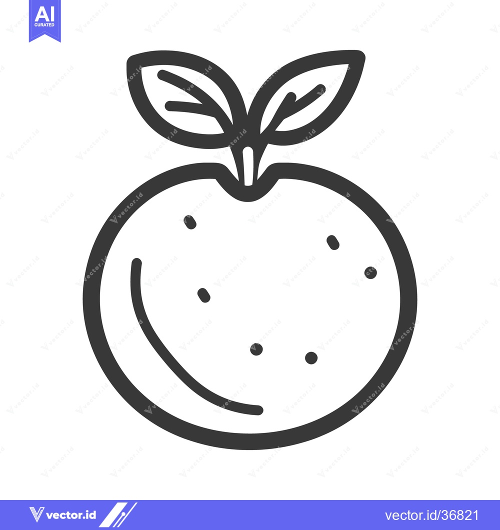 Premium Vector of Simple monochrome illustration of a fresh fruit with leaves