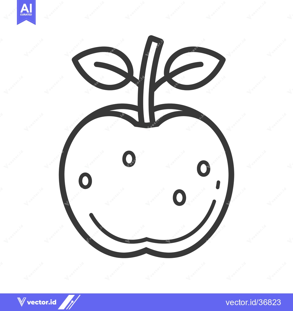 Premium Vector of A simple illustration showing an apple fruit with leaves and stem
