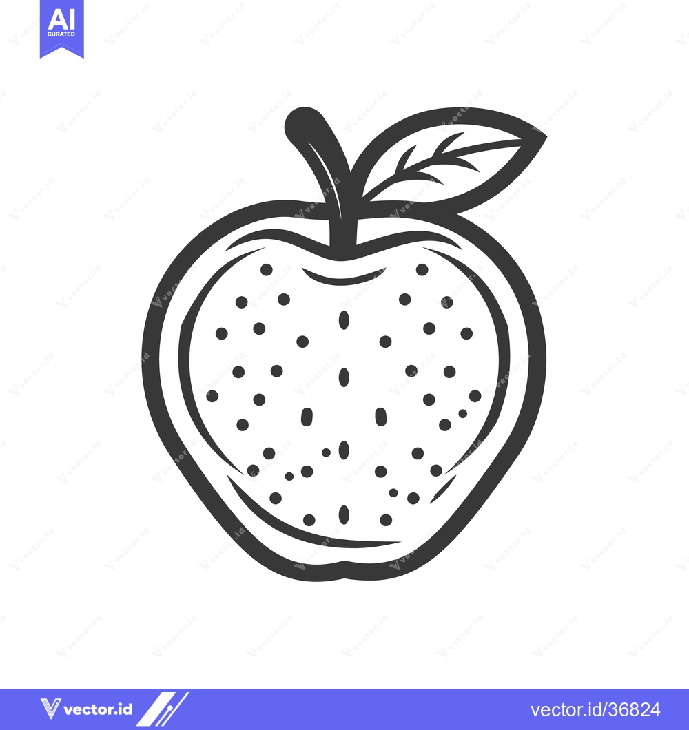 Premium Vector dari An outlined illustration of a single apple with leaf and stem