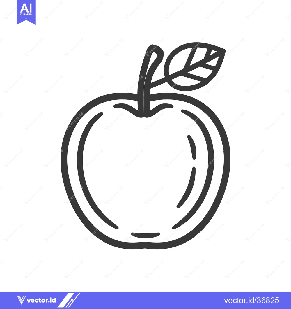 Premium Vector of A simple line drawing illustrating a fruit with leaf attached