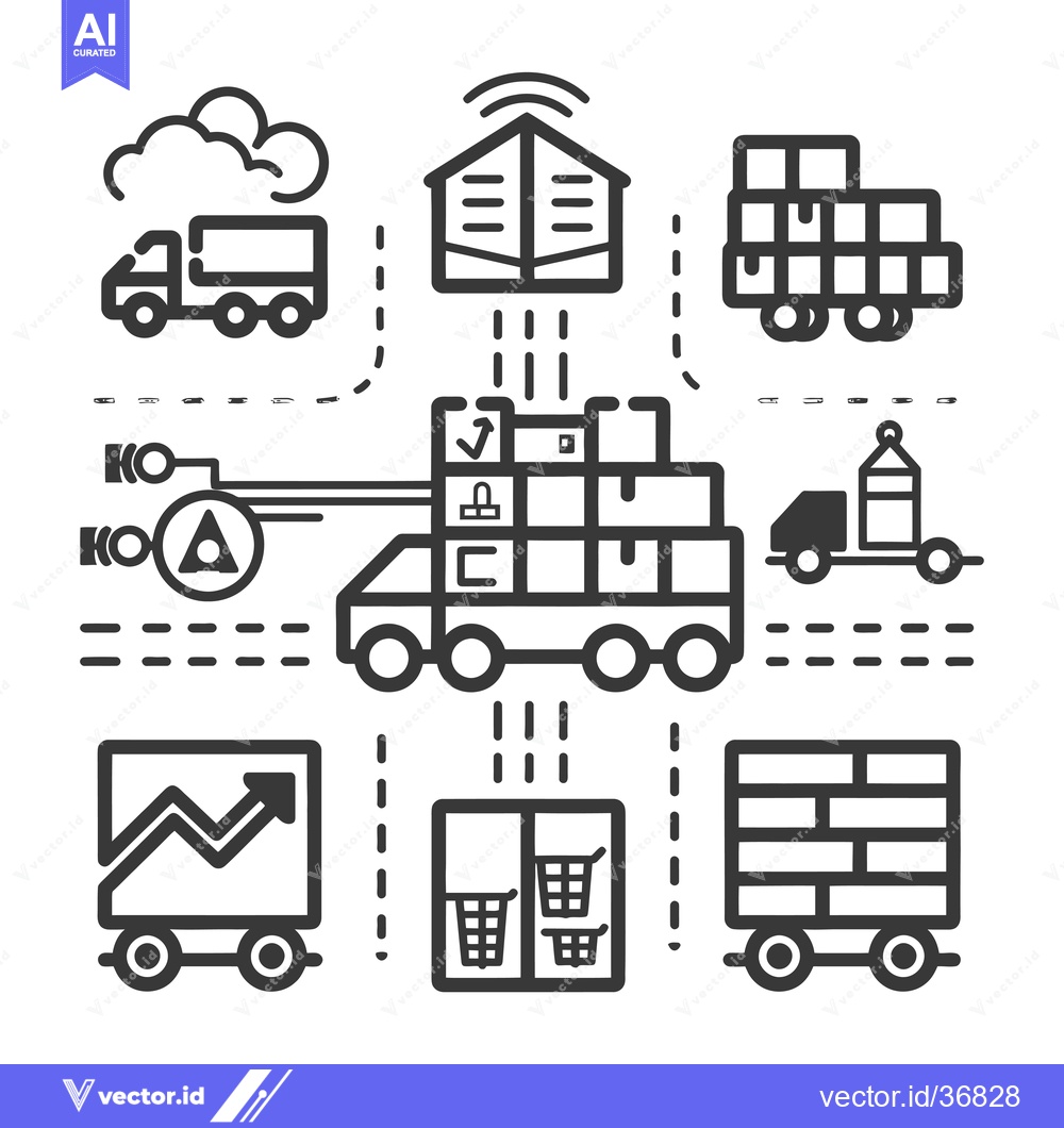 Premium Vector of Delivery and Transportation System with Multiple Vehicles and Logistic