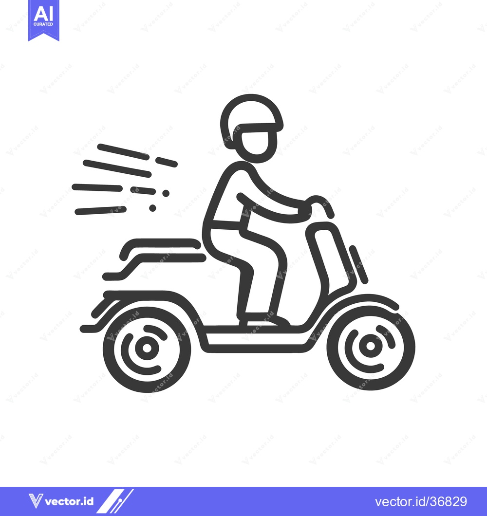 Premium Vector of A person wearing a helmet is riding a scooter quickly