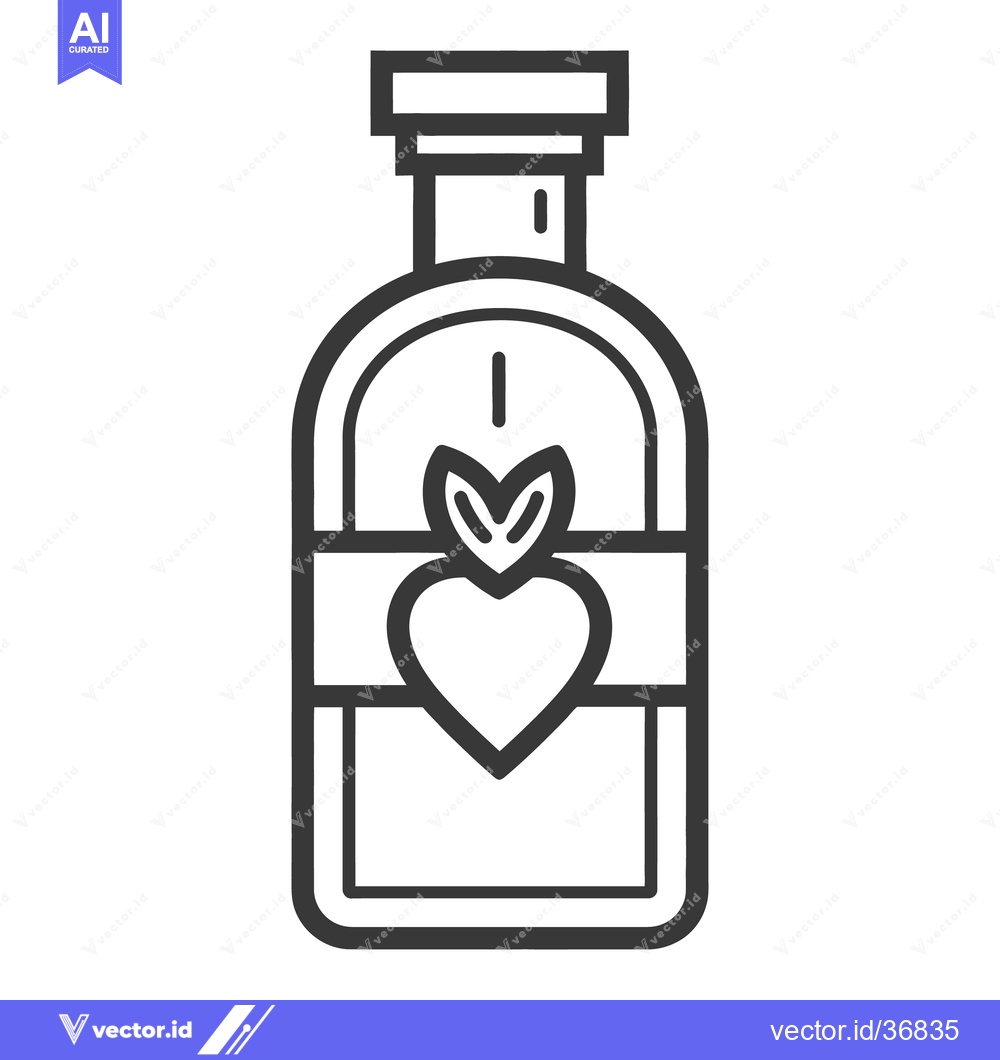 Premium Vector dari A single bottle design with a heart and leaf symbol