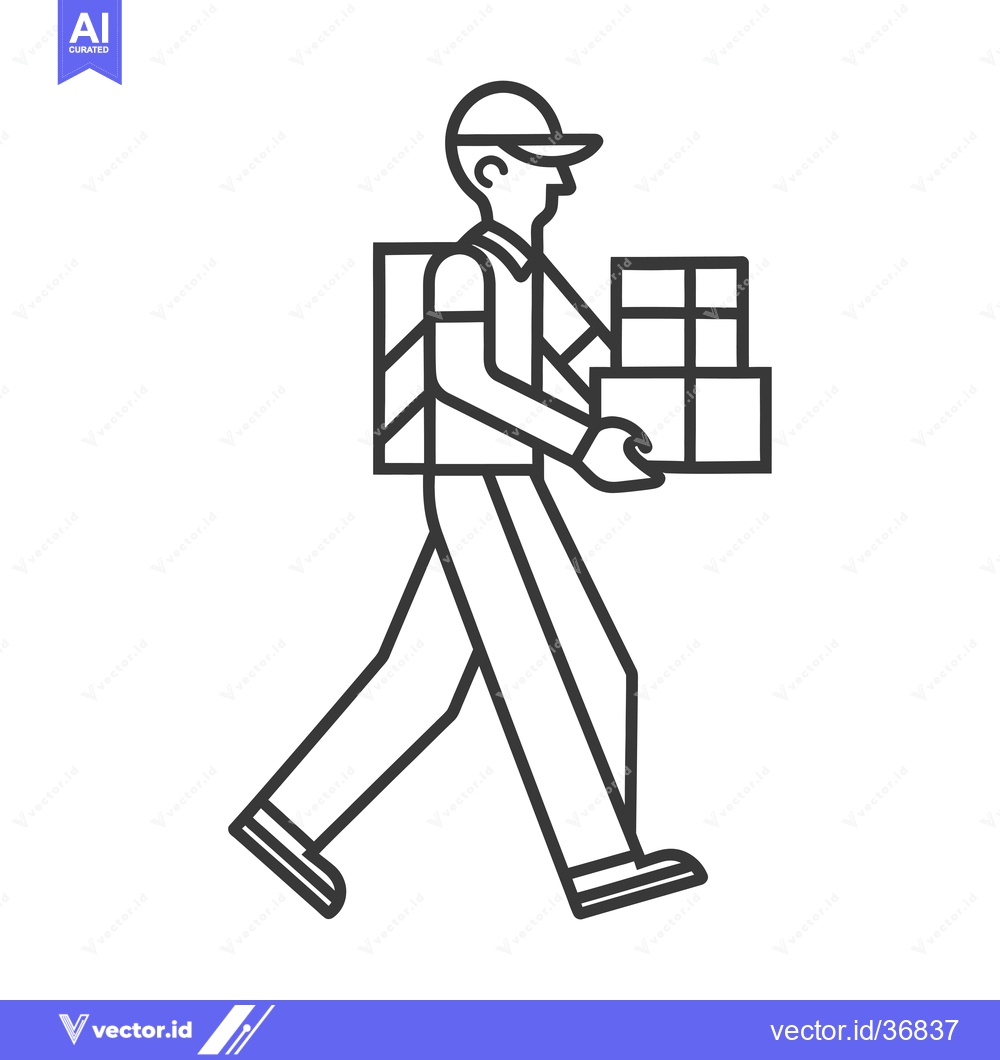 Premium Vector dari Delivery Person Carrying Packages Walking