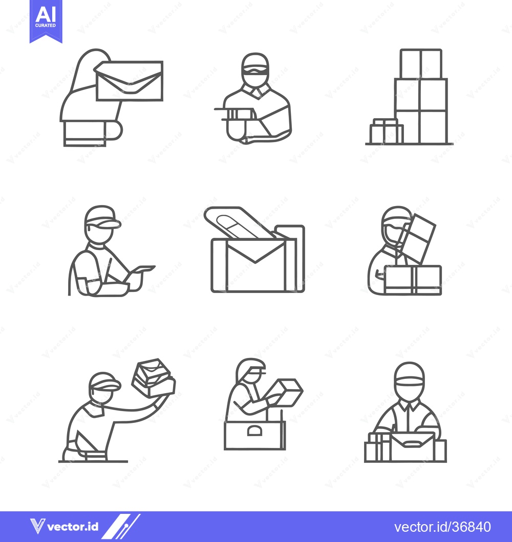 Premium Vector dari Delivery Person Icons Depicting Various Delivery Tasks