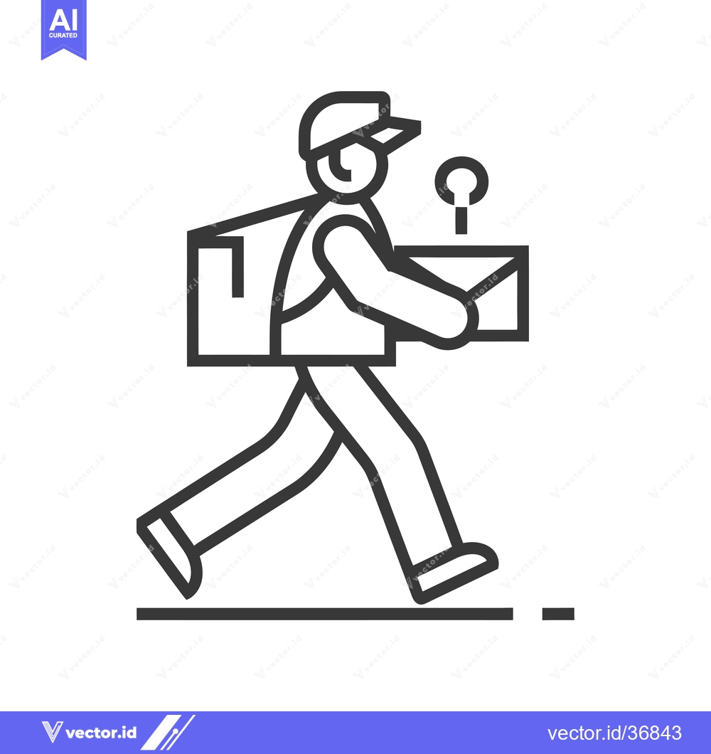 Premium Vector dari Delivery Person Walking with Package and Key