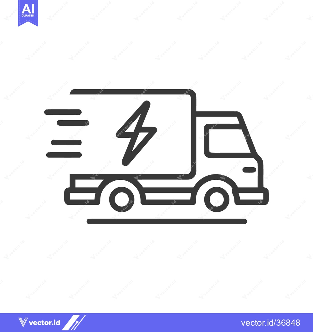 Premium Vector of Electric Delivery Truck Icon: Fast, Sustainable Transportation, Minima