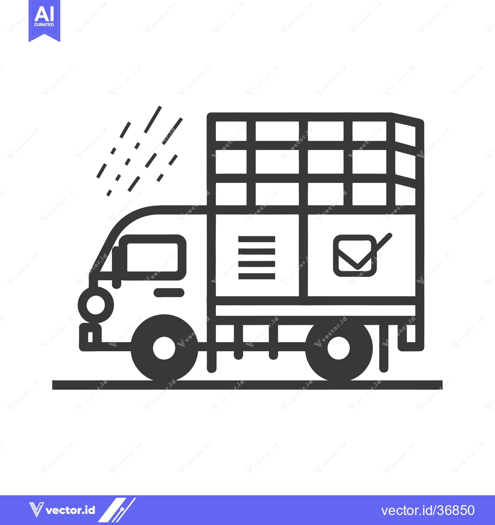Premium Vector dari Delivery Truck Icon with Rain and Check Mark