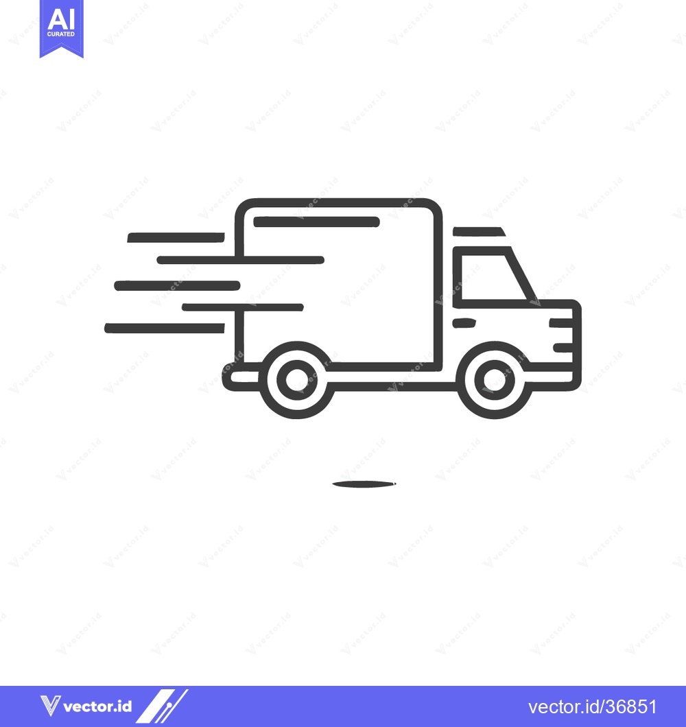 Premium Vector of Fast Delivery Truck Outline Icon with Motion Lines on White Background